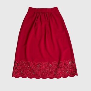 H&M Women’s Midi Skirt With Floral Lace in Red Size 2